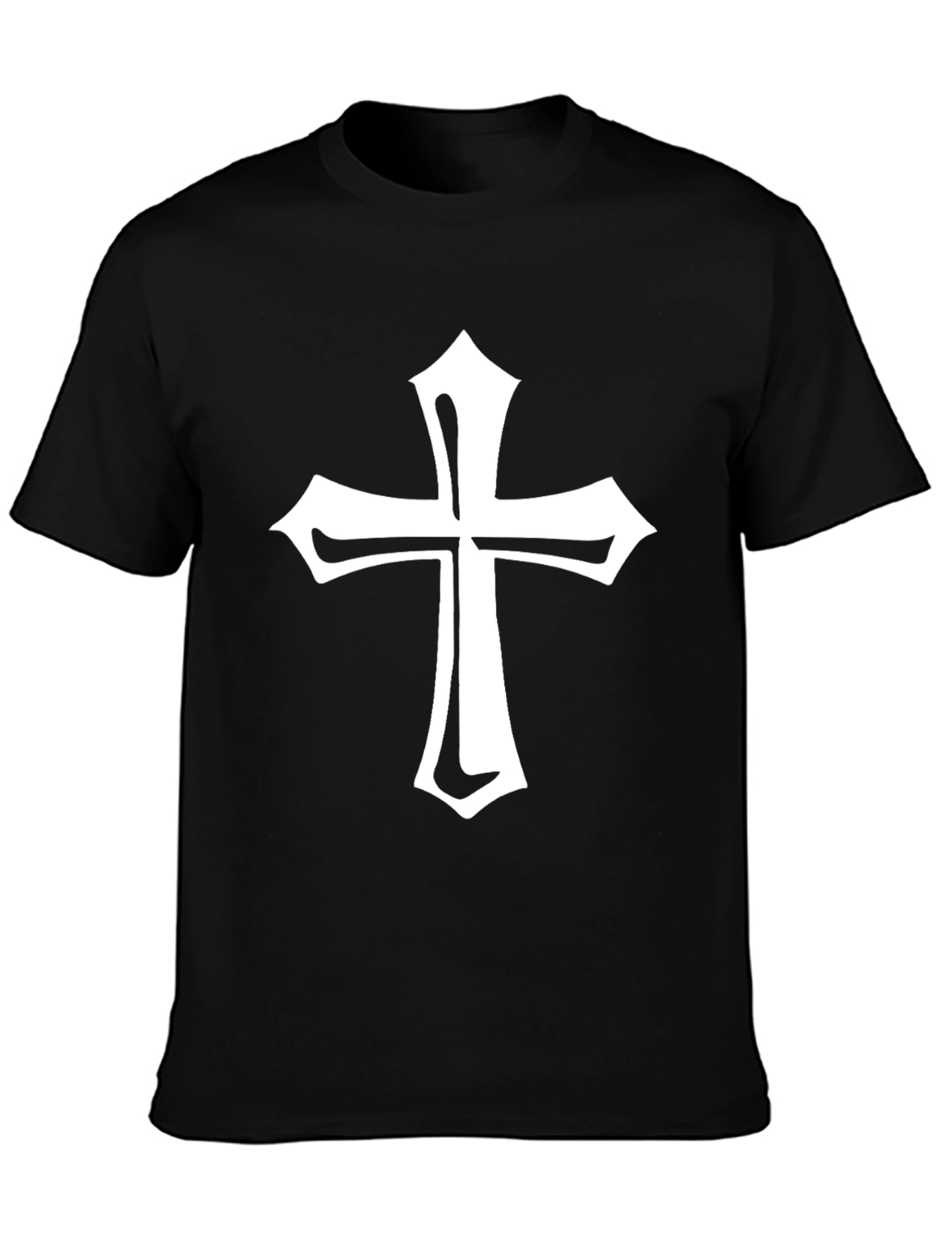 Black Tee with White Cross Graphic