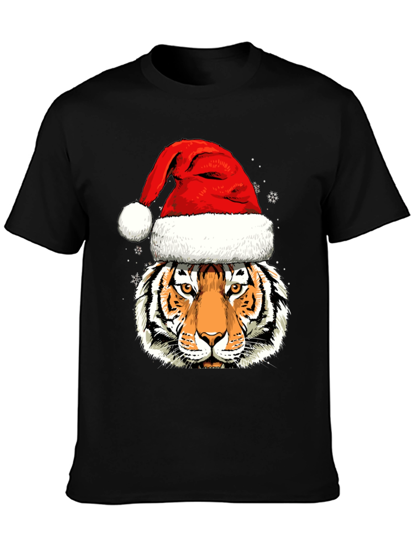 Tiger in Santa Hat Graphic Tee