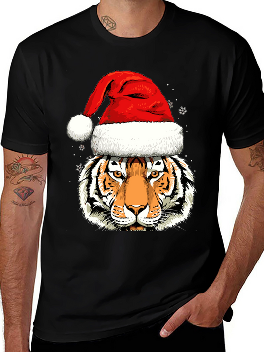 Tiger in Santa Hat Graphic Tee
