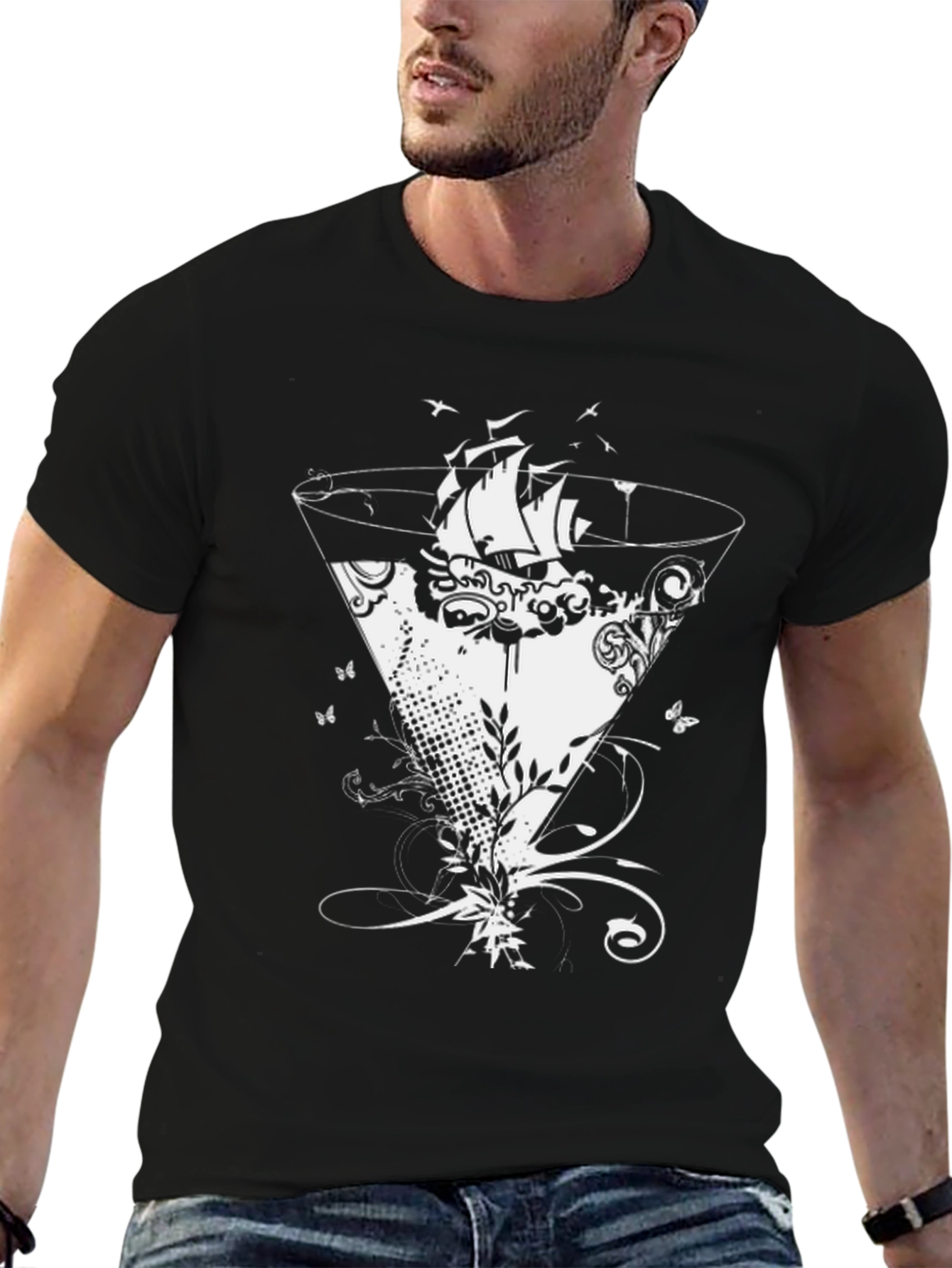 Nautical Cocktail Graphic Tee - Black
