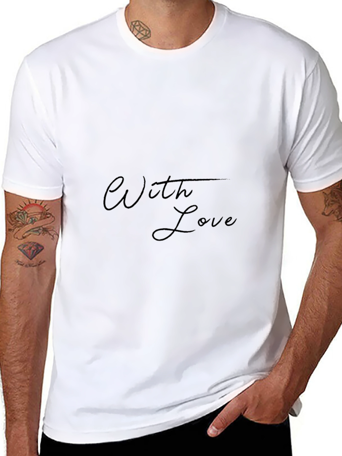 Stylish Black T-Shirt - With Love Design