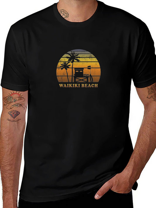 Waikiki Beach Sunset Graphic T-Shirt