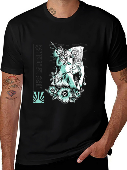 Geisha Art Graphic Tee - Stylish Unisex T-Shirt