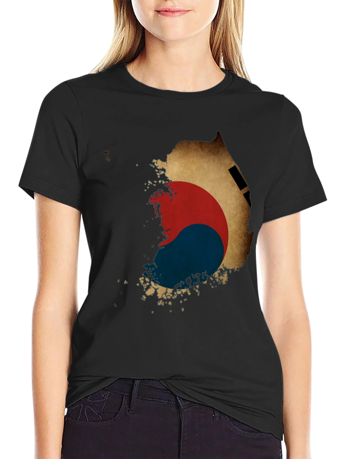 South Korea Flag Map Graphic Tee