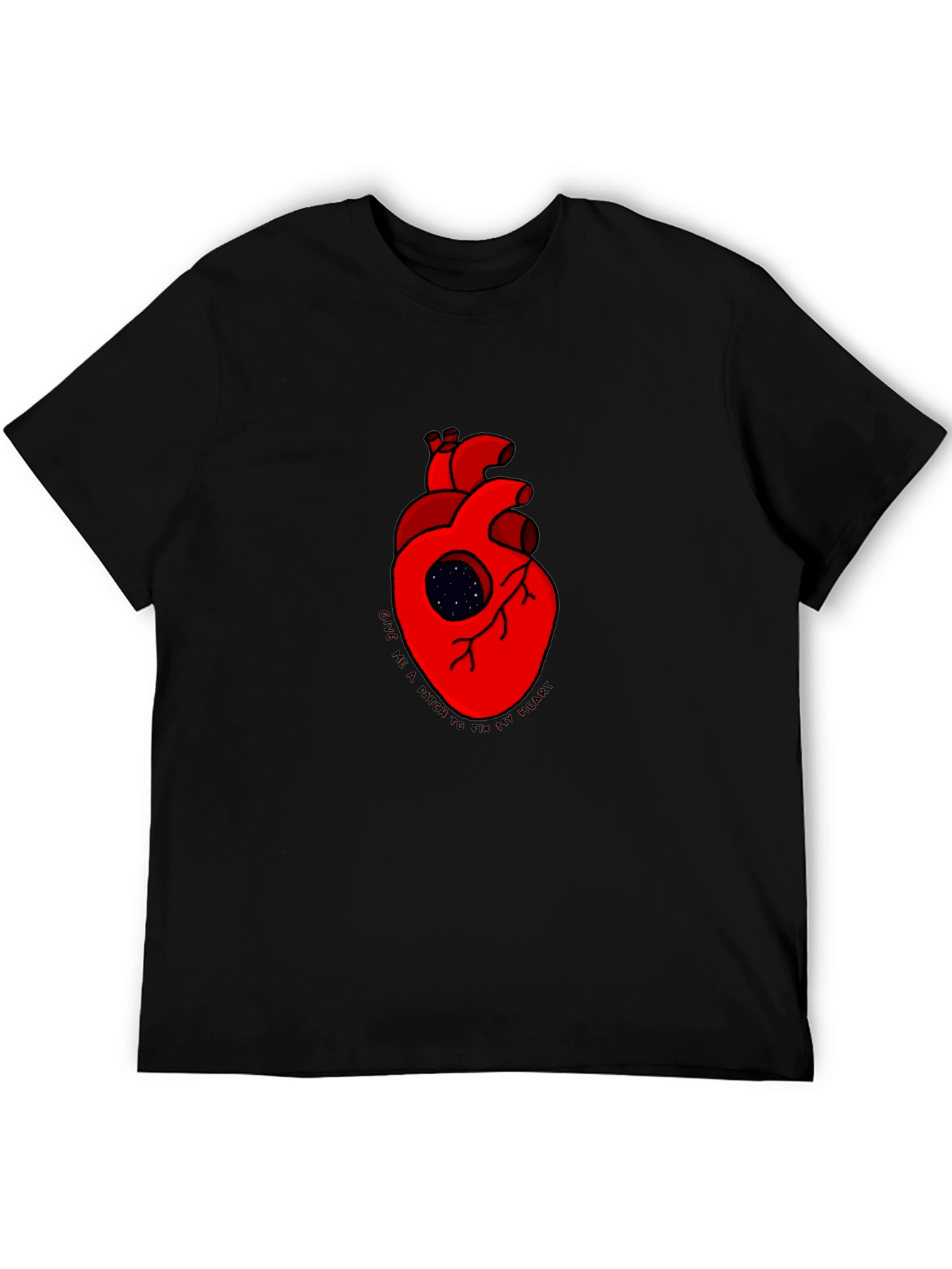 Heart Galaxy Graphic Black Tee