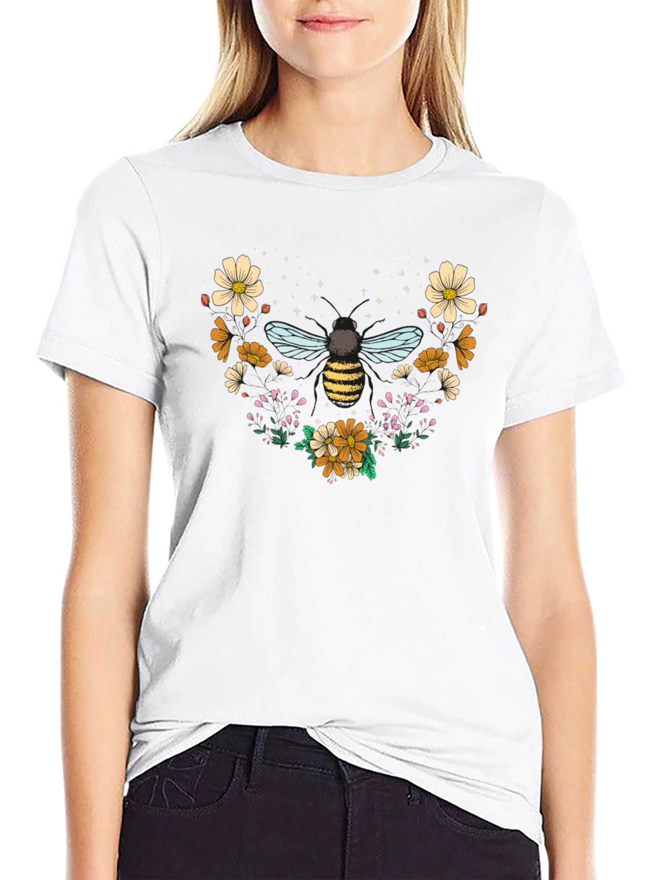 Floral Bee Graphic Tee - Stylish Comfort