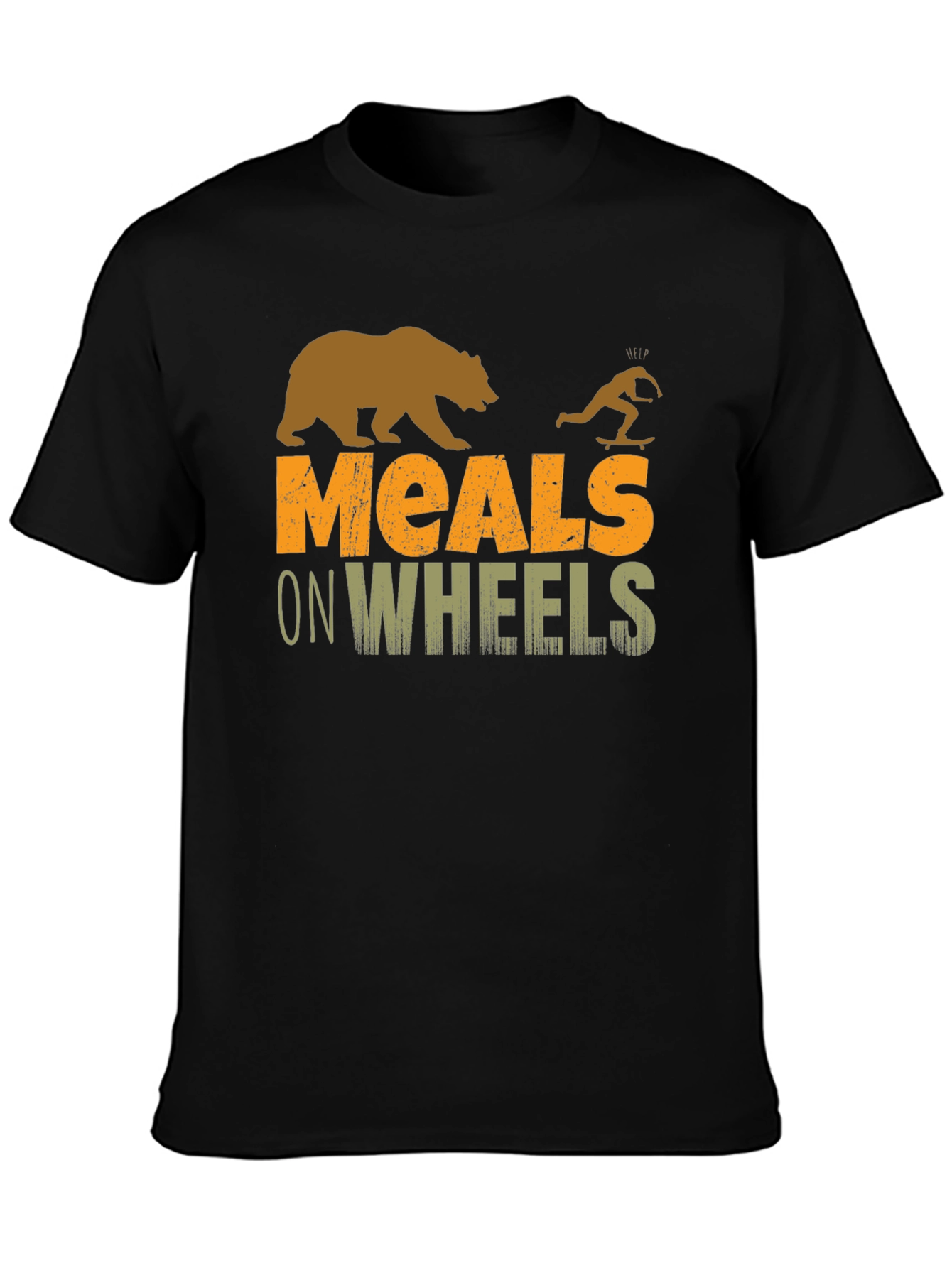 Meals on Wheels Graphic Tee Funny Skateboard Bear T-Shirt