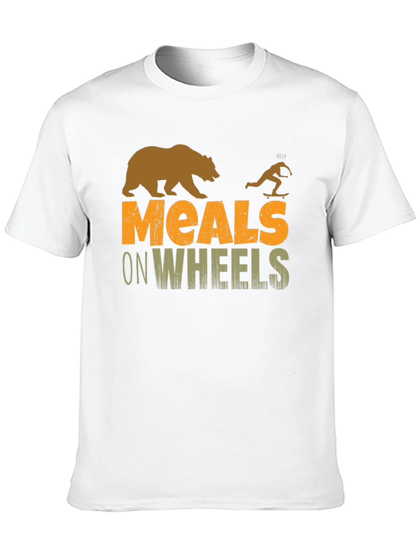 Meals on Wheels Graphic Tee Funny Skateboard Bear T-Shirt