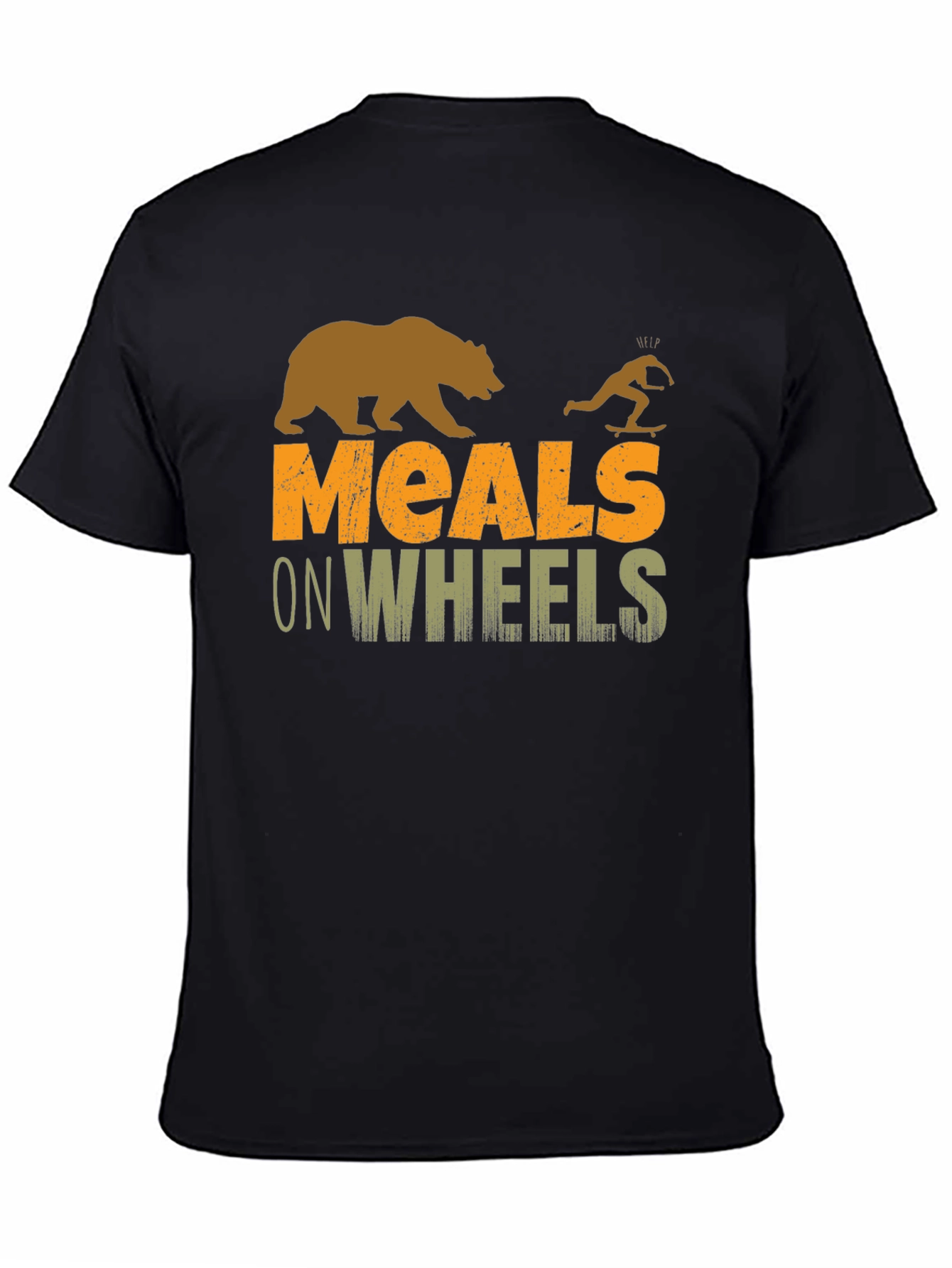 Meals on Wheels Graphic Tee Funny Skateboard Bear T-Shirt