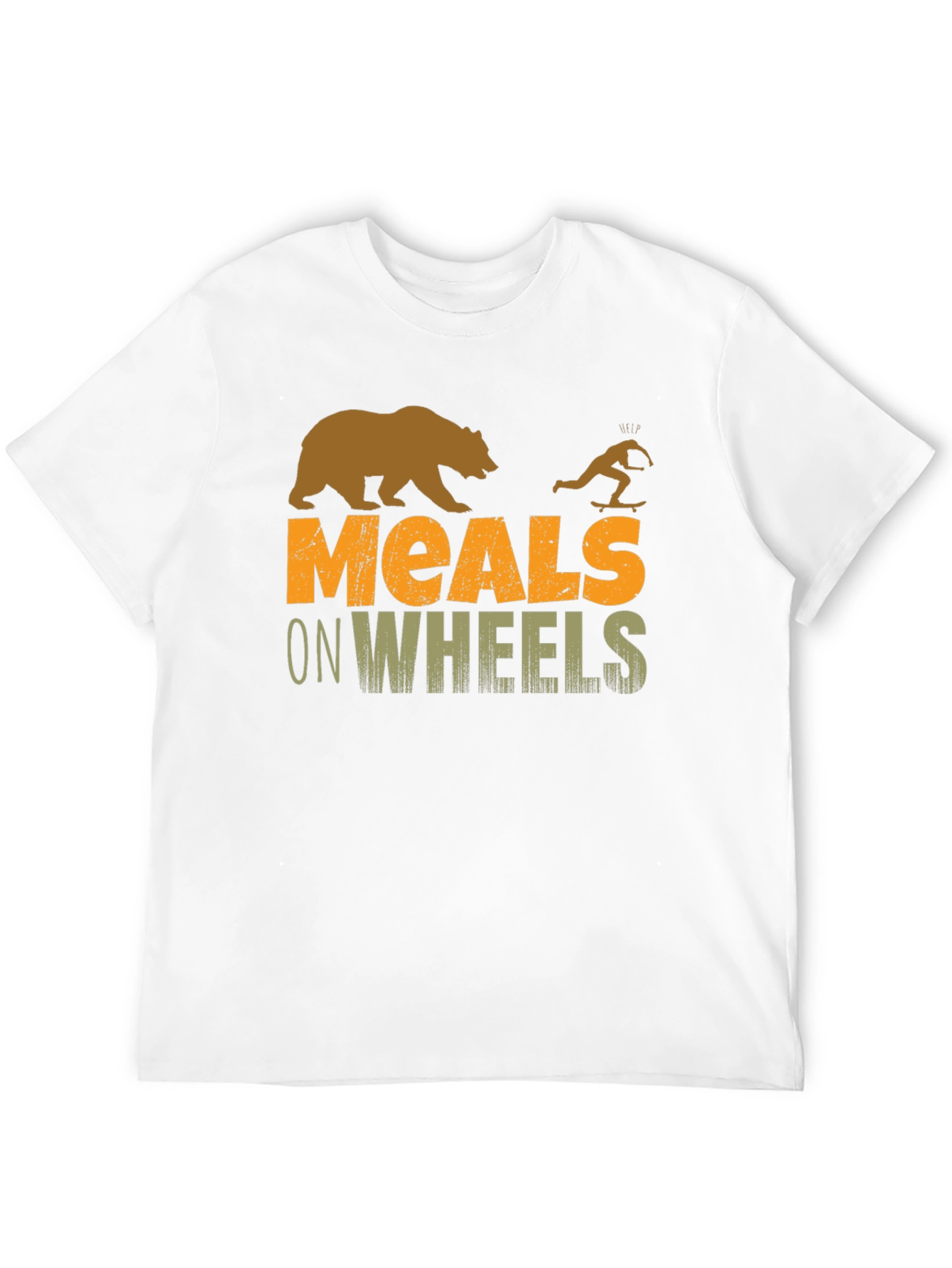 Meals on Wheels Graphic Tee Funny Skateboard Bear T-Shirt