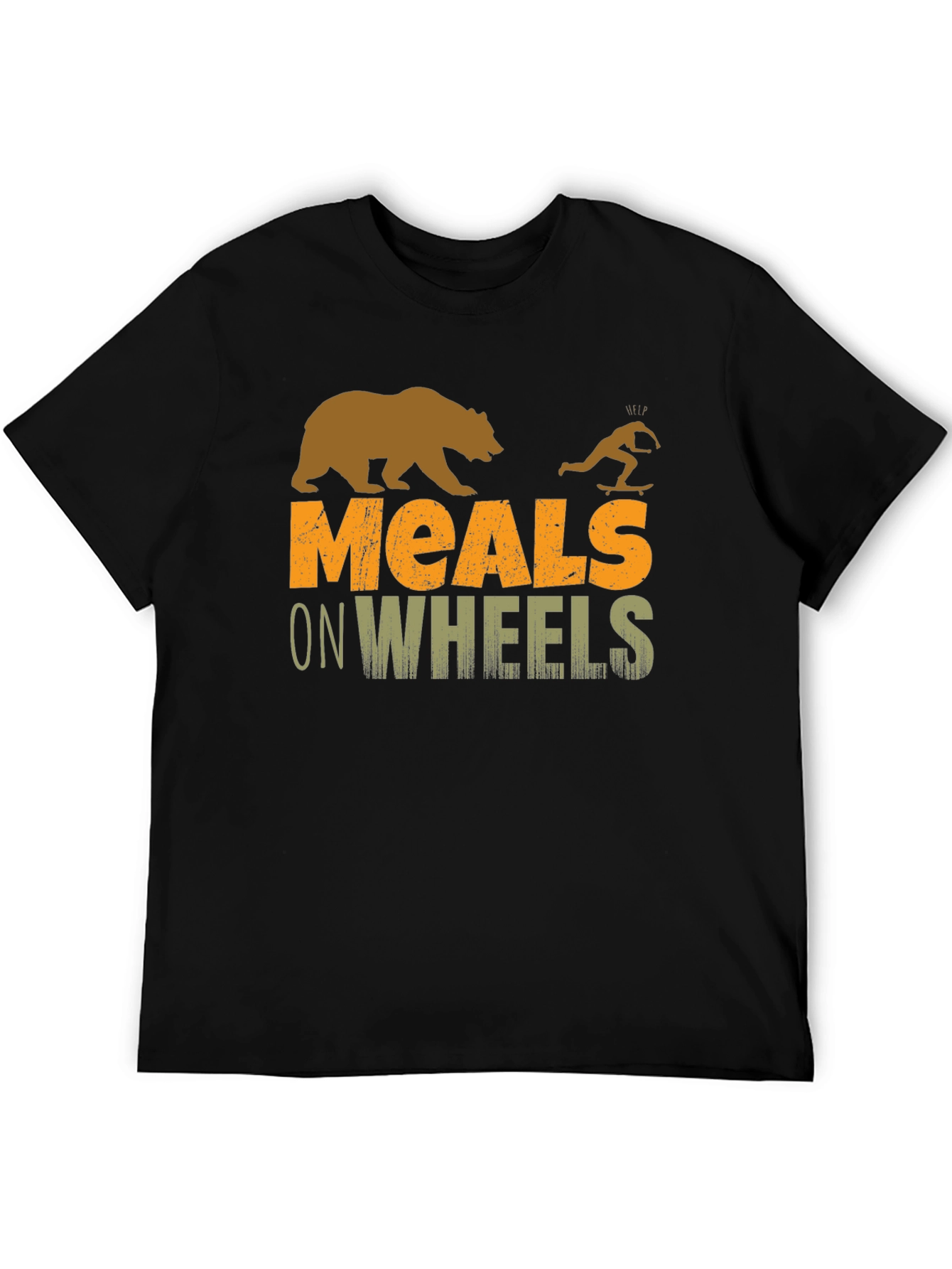 Meals on Wheels Graphic Tee Funny Skateboard Bear T-Shirt