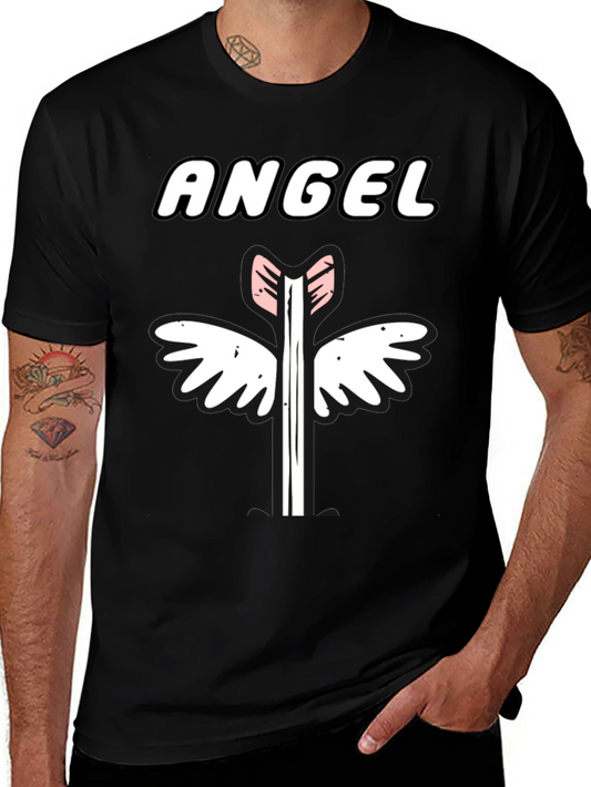 Angel Arrow Graphic Tee - Unisex Black Cotton T-Shirt