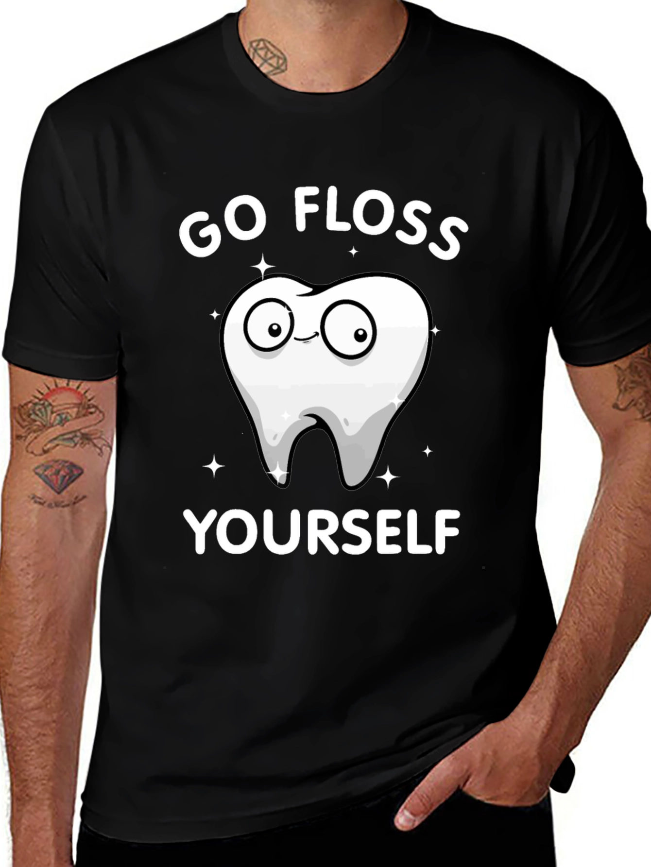 Go Floss Yourself Graphic Tee - Black Cotton T-Shirt