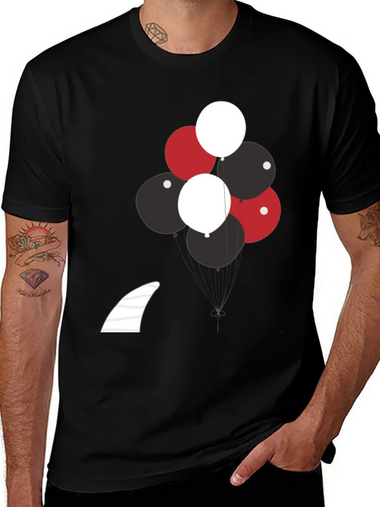 Balloons & Shark Fin Black T-Shirt