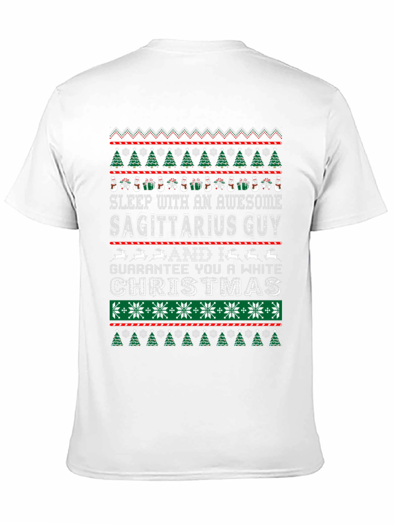 Sagittarius Guy White Christmas Graphic Tee