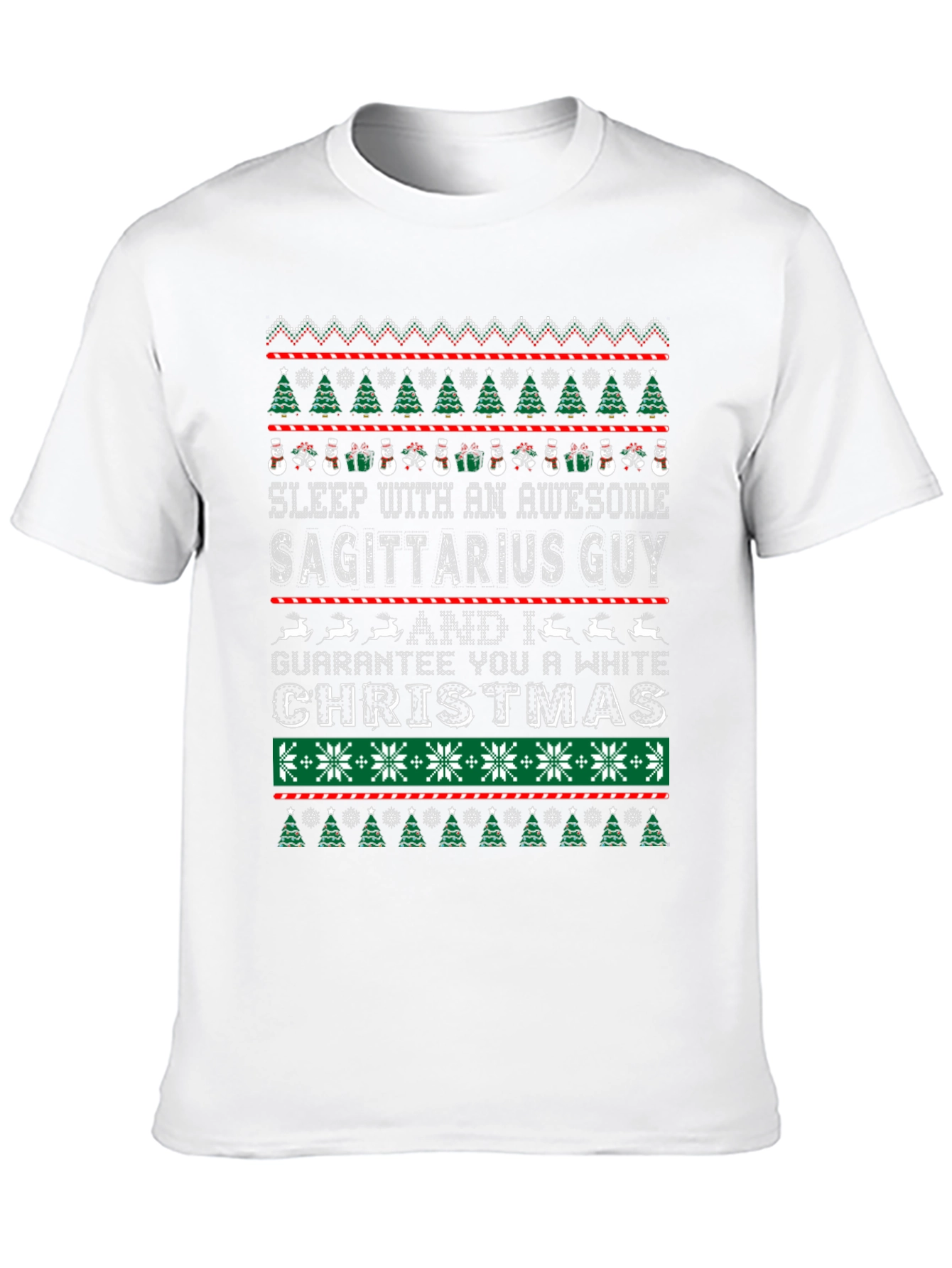Sagittarius Guy White Christmas Graphic Tee