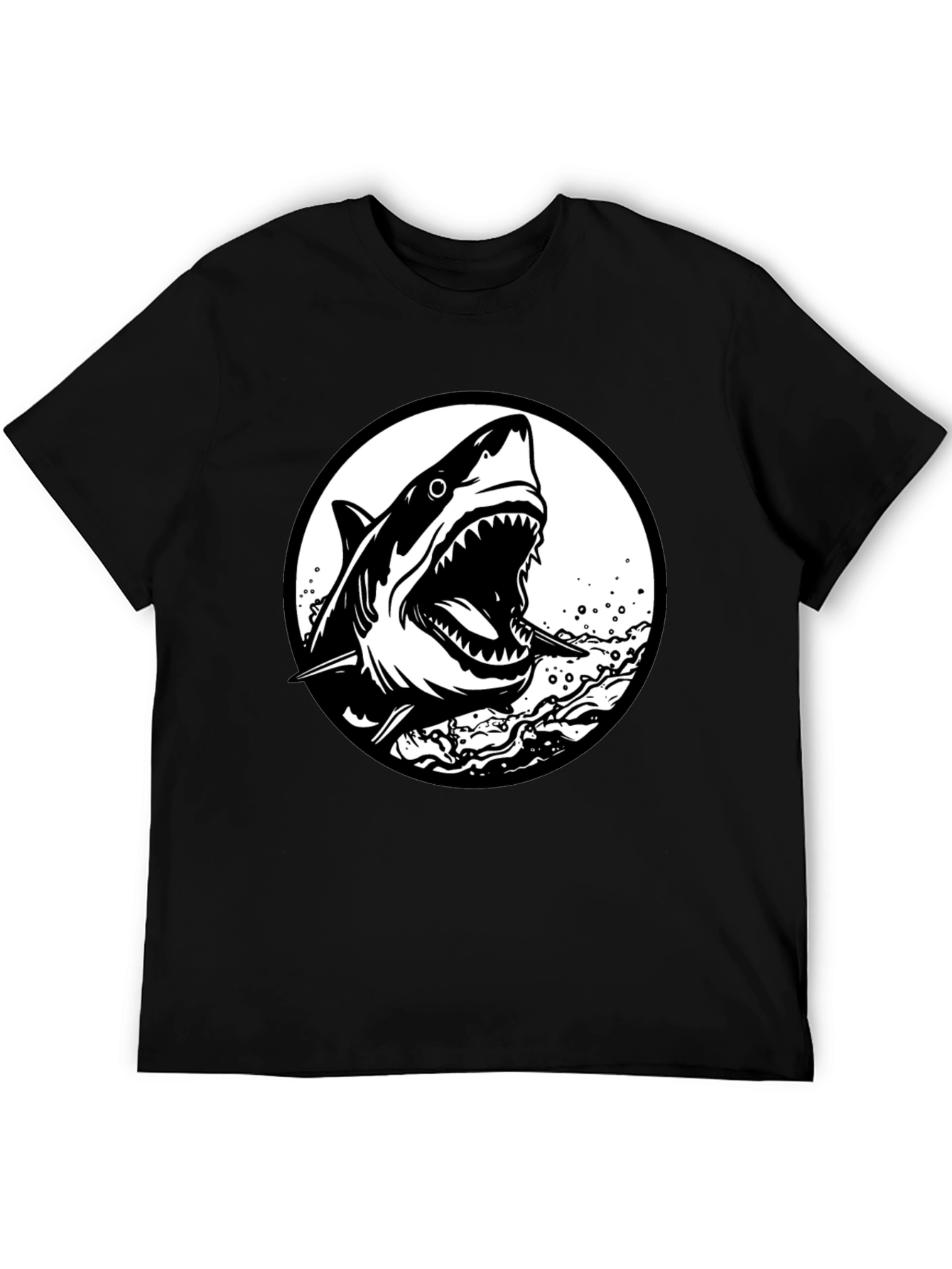 Shark Graphic Black T-Shirt - Fierce Ocean Design