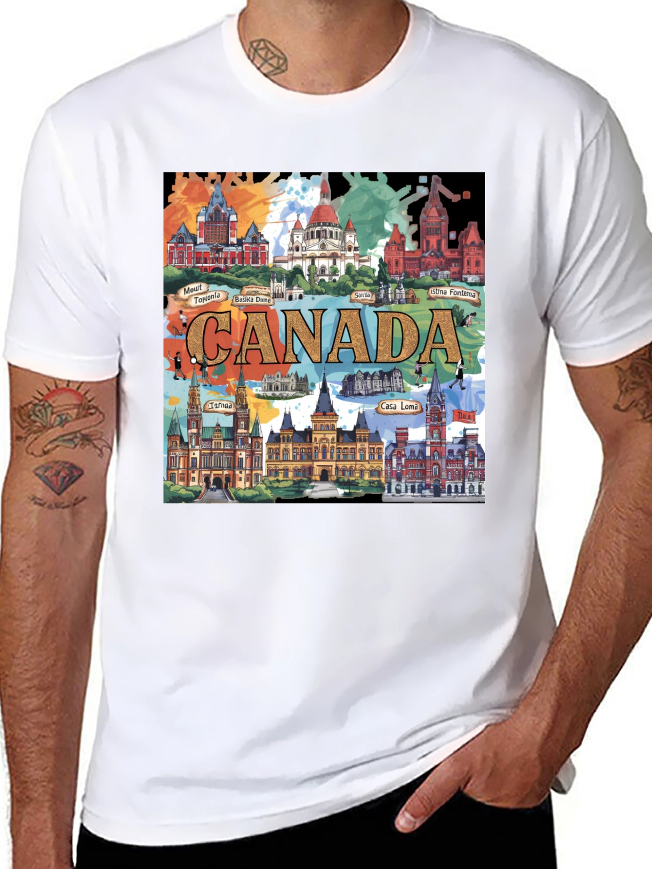 Canada Landmarks T-Shirt Travel Souvenir Tee