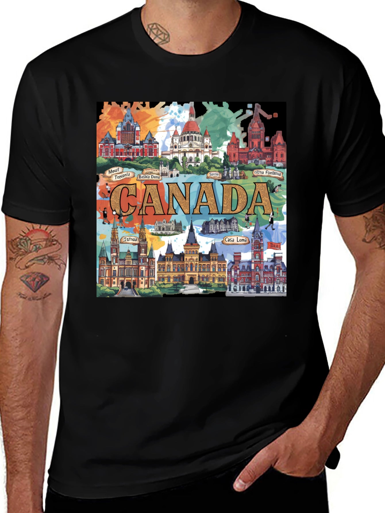 Canada Landmarks T-Shirt Travel Souvenir Tee