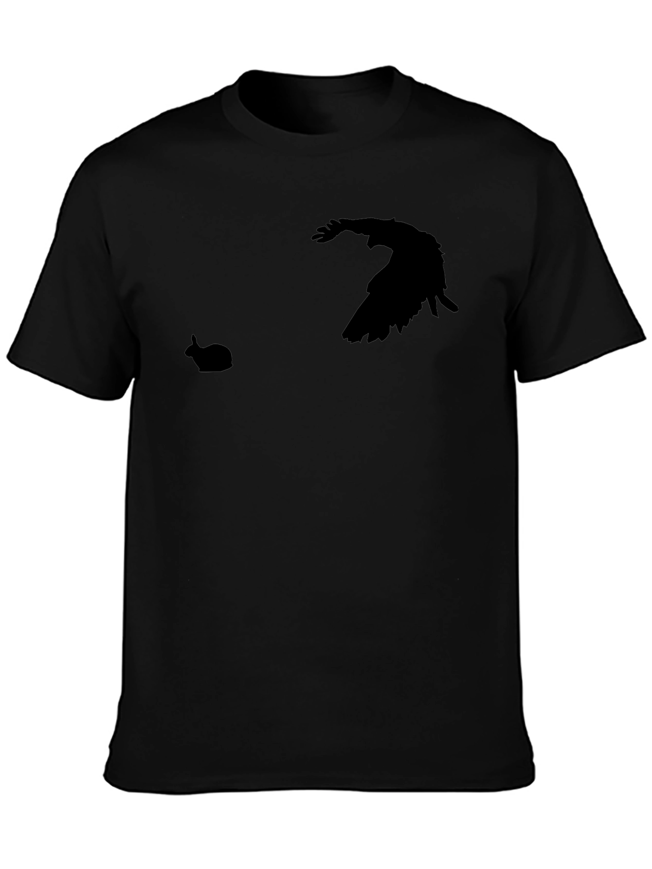 Mens Black Raven & Rabbit Graphic T-Shirt