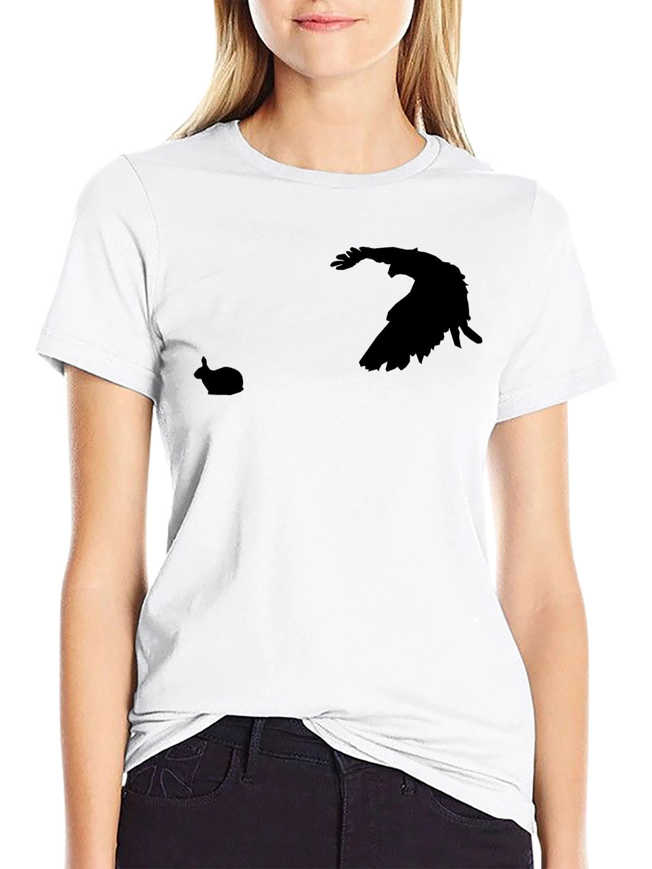 Mens Black Raven & Rabbit Graphic T-Shirt