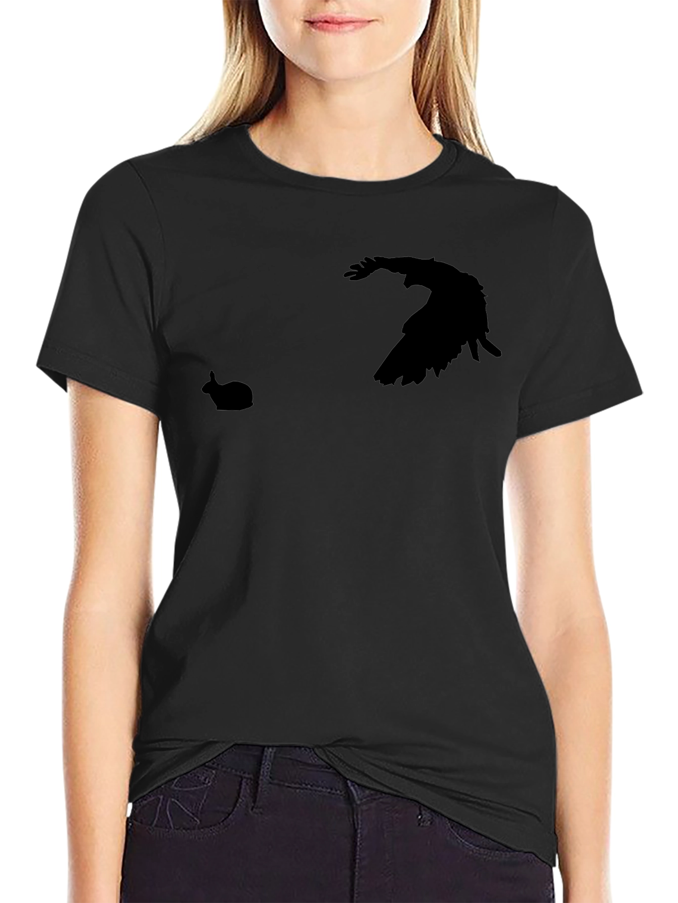 Mens Black Raven & Rabbit Graphic T-Shirt