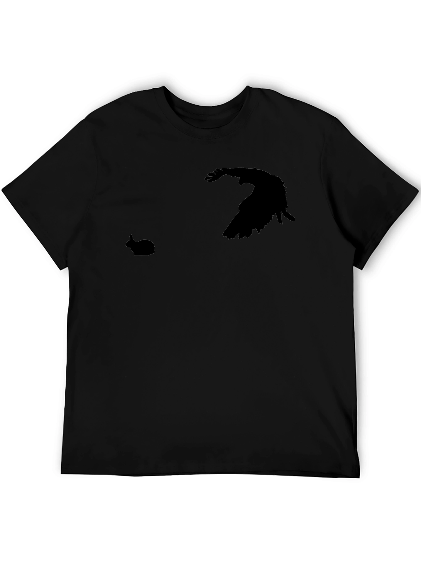 Mens Black Raven & Rabbit Graphic T-Shirt