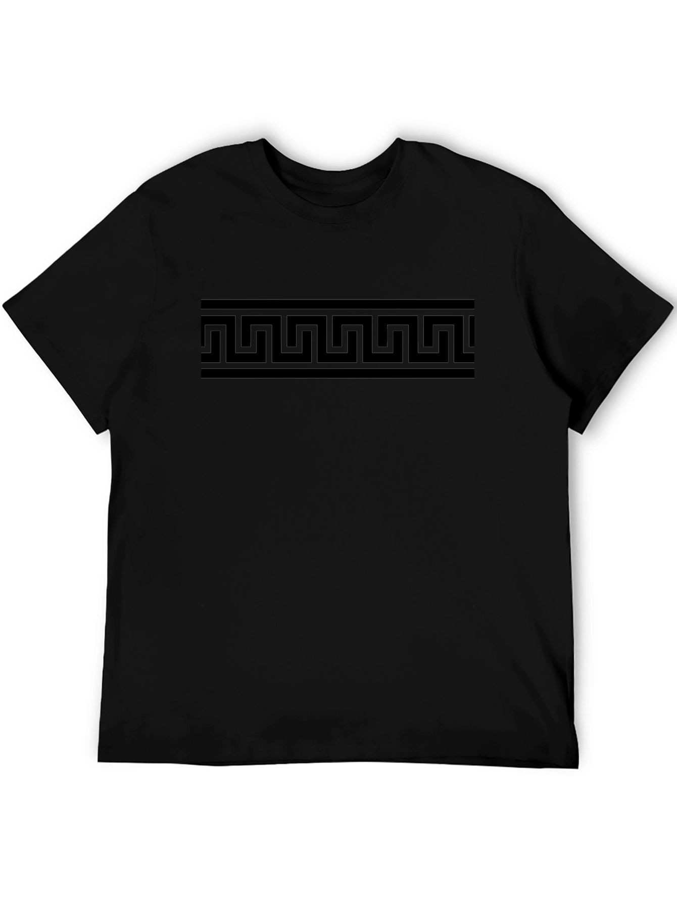 Greek Key Patterned Black T-Shirt