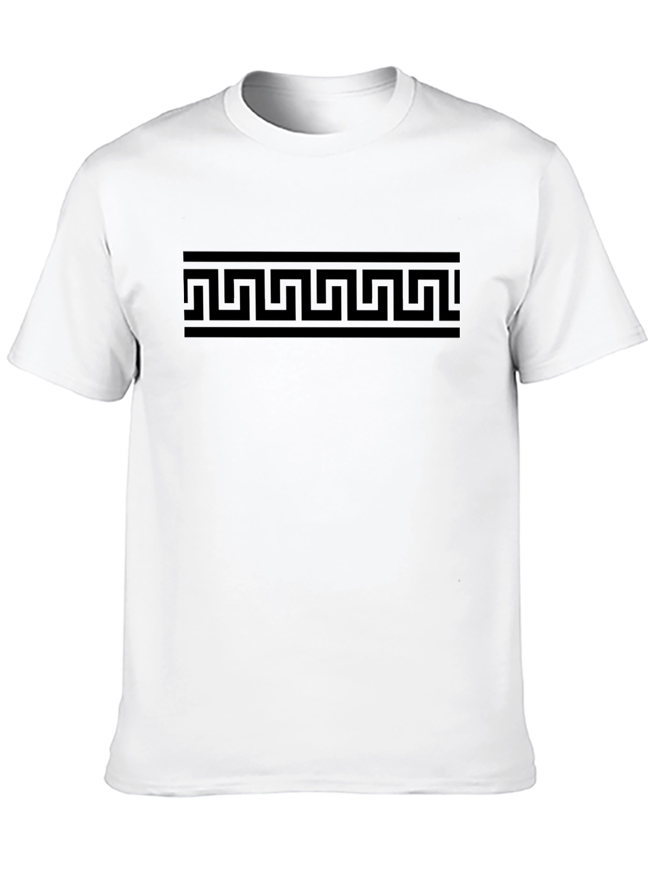 Greek Key Patterned Black T-Shirt
