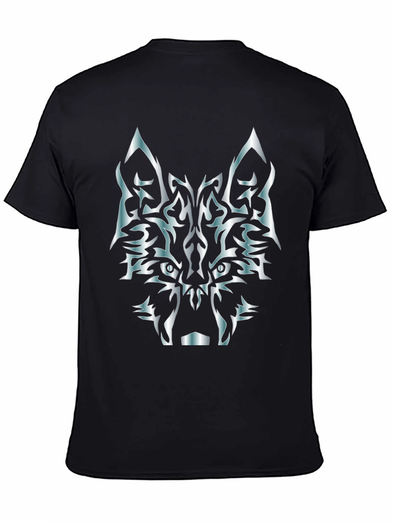 Tribal Wolf Graphic T-Shirt - Black