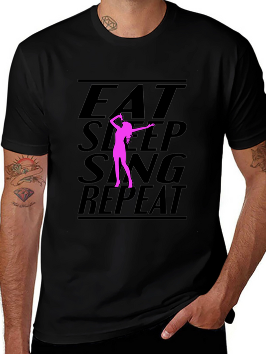 Eat Sleep Sing Repeat Black Graphic Tee