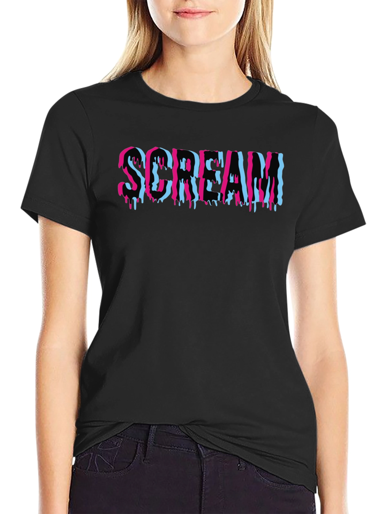 Scream Graphic Print T-Shirt Cotton Blend Tee