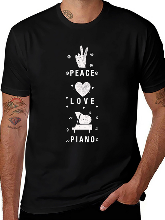 Peace Love Piano T-Shirt - Musical Harmony Tee