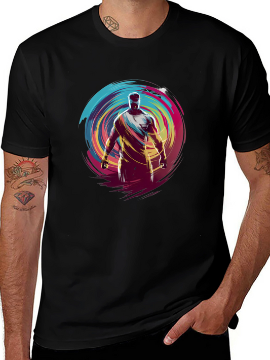 Abstract Athlete Graphic Black T-Shirt