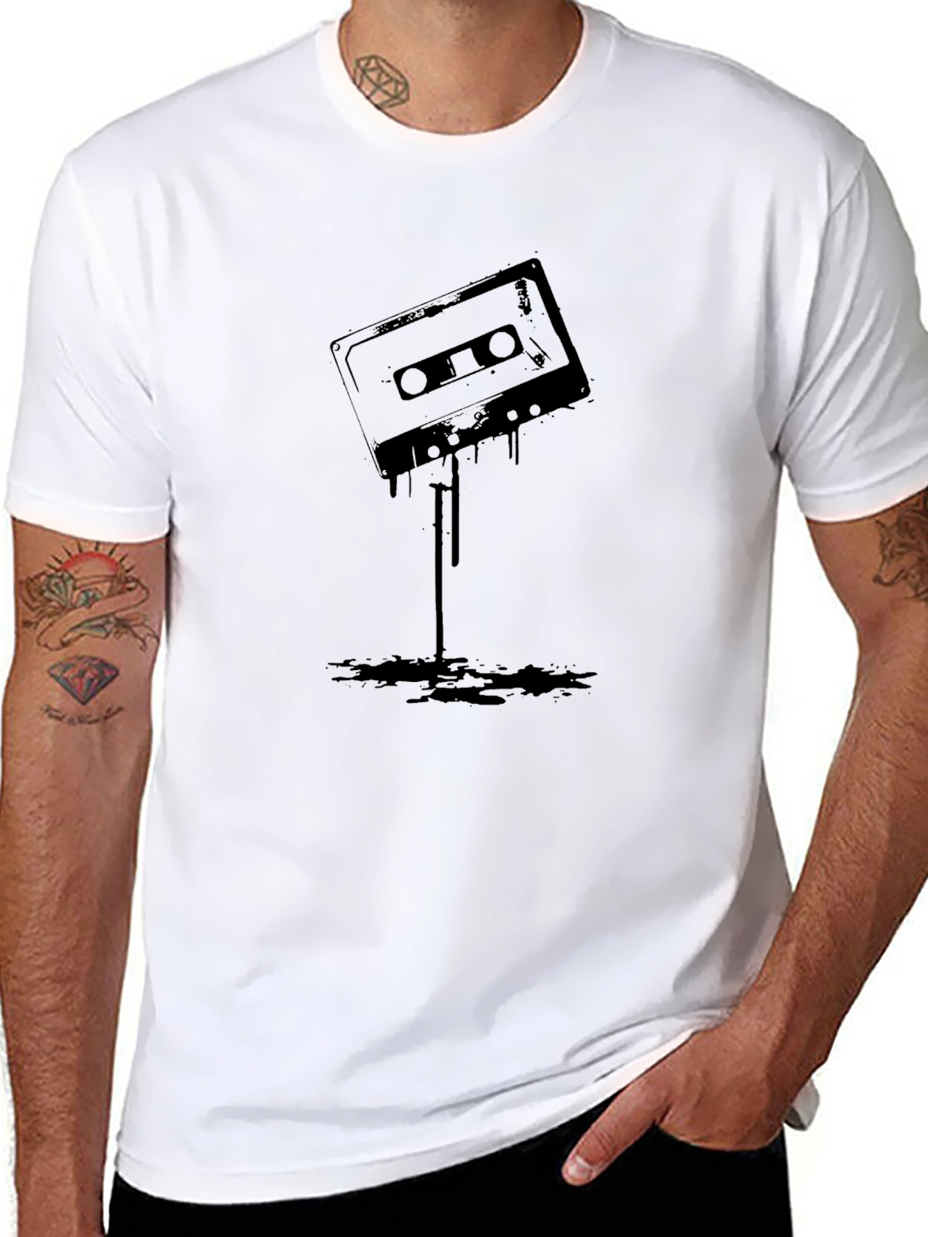 Retro Cassette Tape Graphic Black T-Shirt