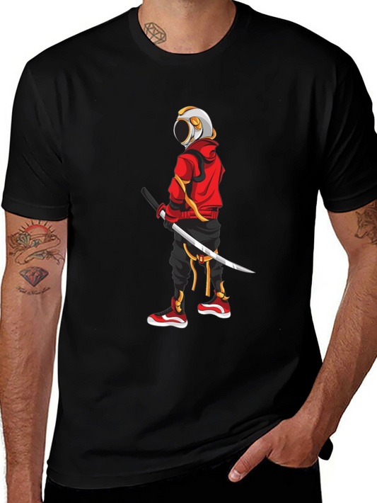 Urban Samurai Graphic Tee - Black Cotton T-Shirt