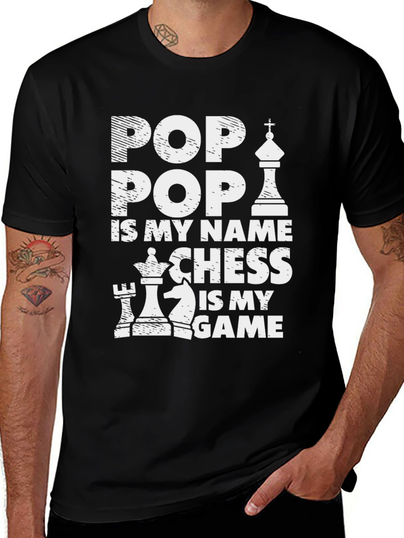 Pop Pop Chess Graphic T-Shirt
