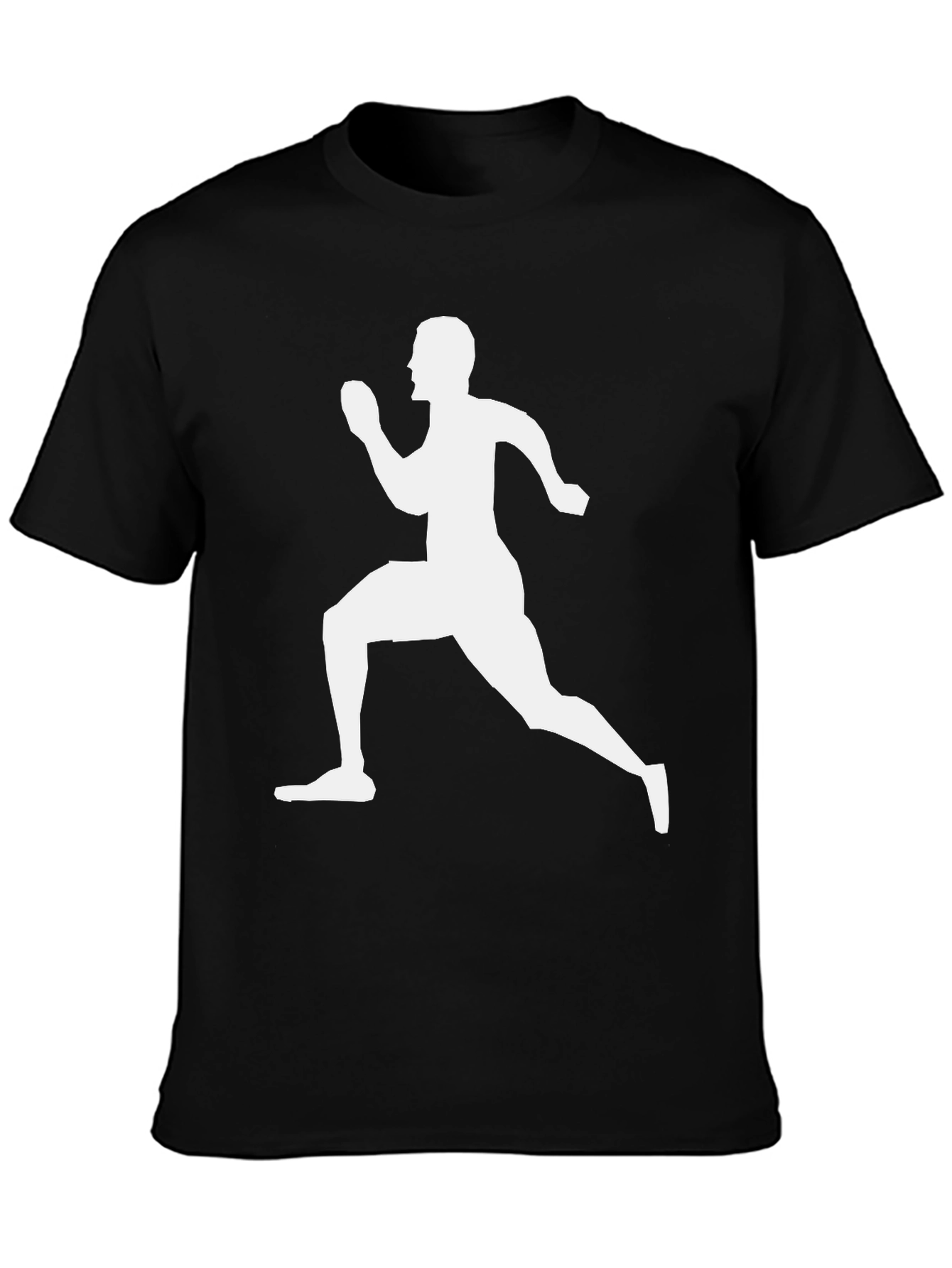 Mens Black T-Shirt with Runner Graphic