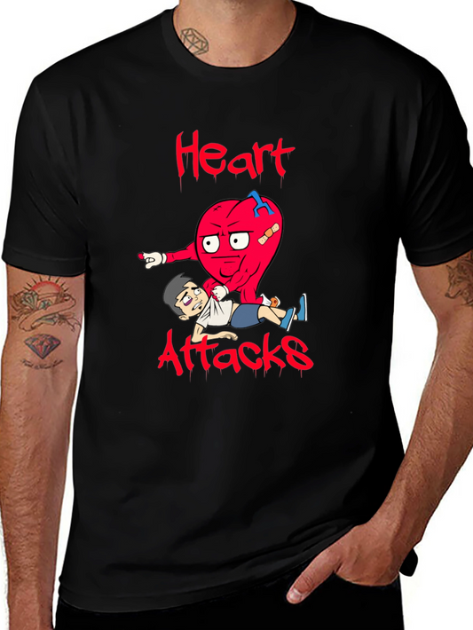 Heart Attacks Graphic Tee Funny Cartoon
