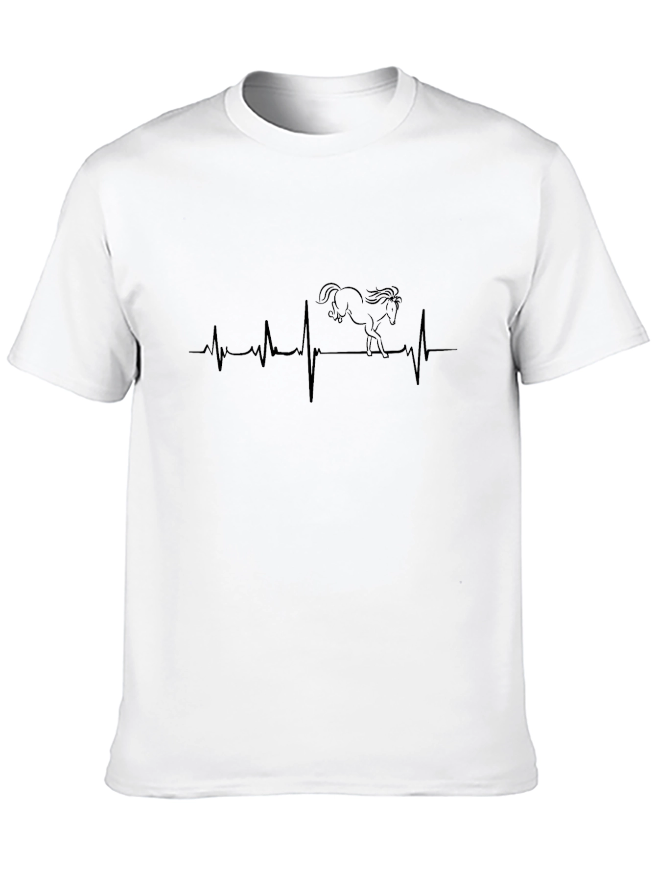 Horse Heartbeat Graphic Tee - Black Cotton T-Shirt