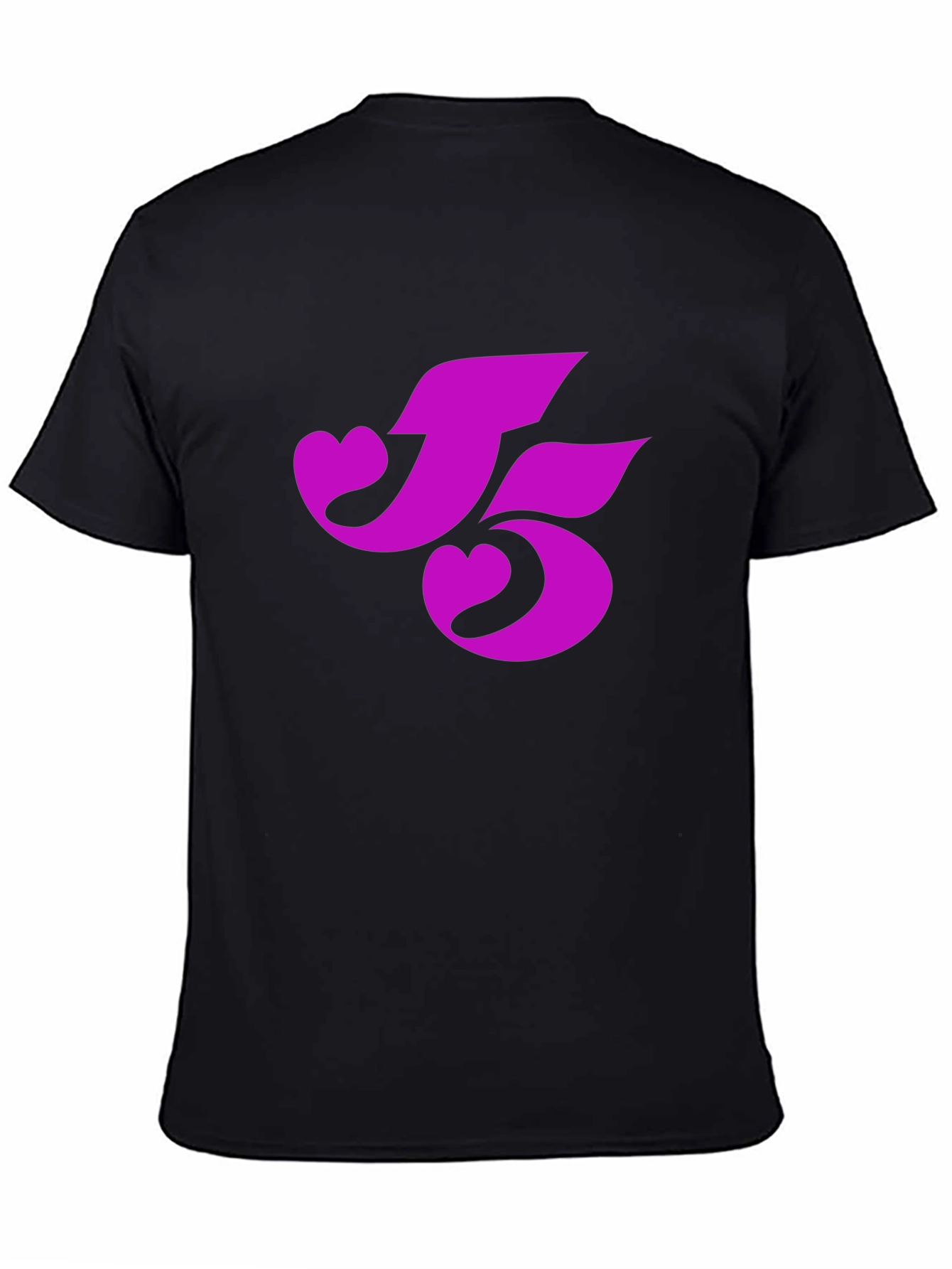 Black T-Shirt with Pink Heart-Shaped Number 5