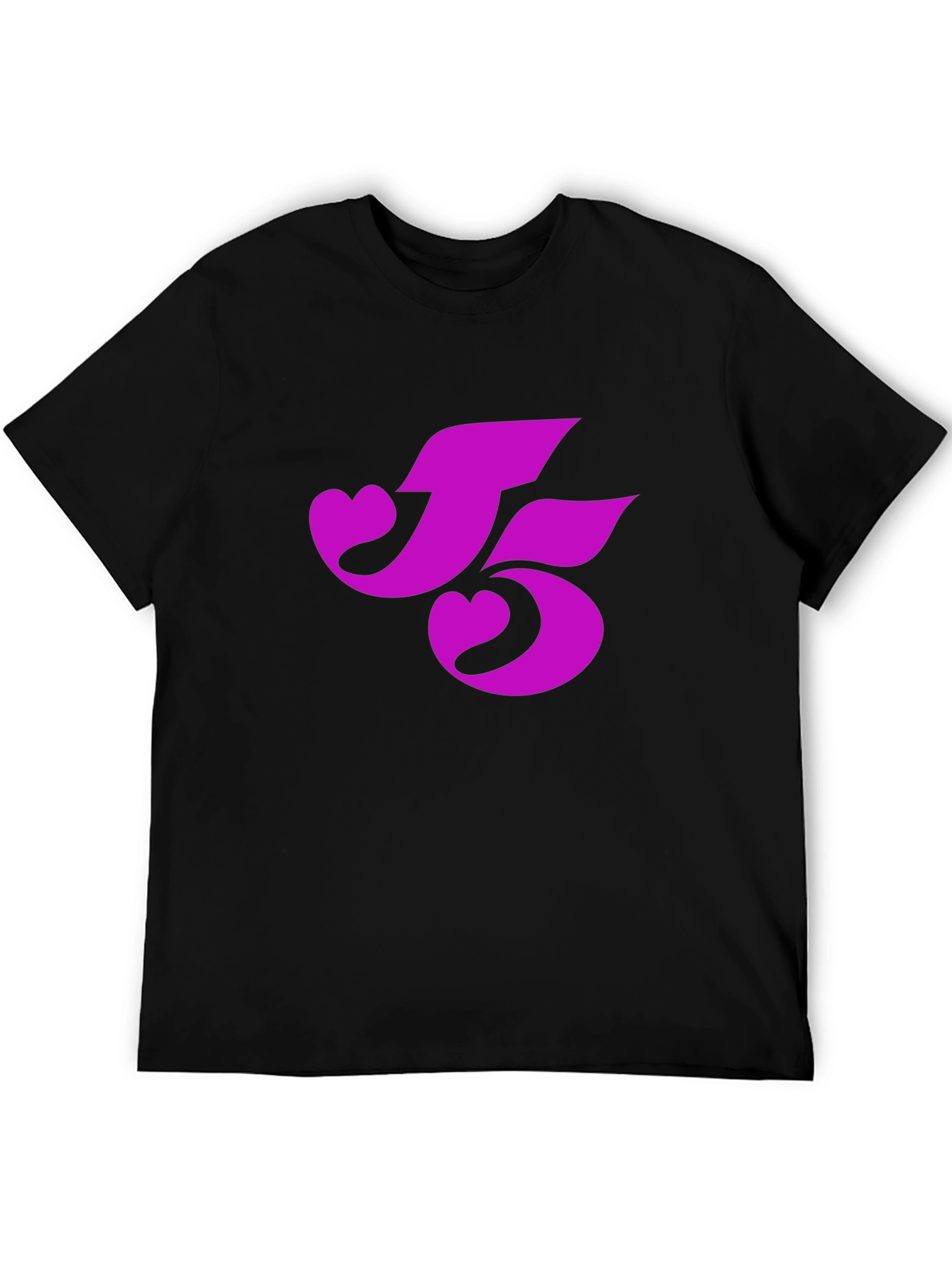 Black T-Shirt with Pink Heart-Shaped Number 5