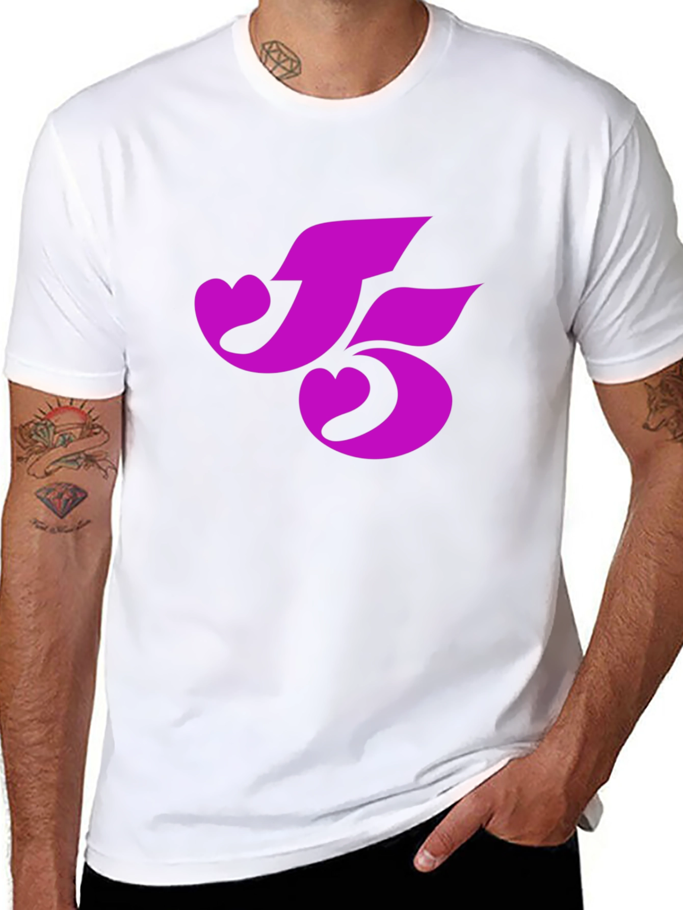 Black T-Shirt with Pink Heart-Shaped Number 5