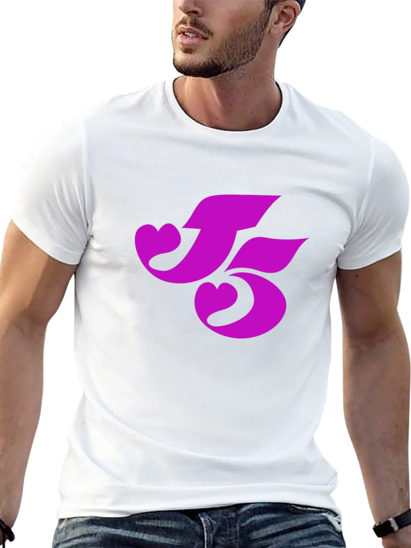 Black T-Shirt with Pink Heart-Shaped Number 5