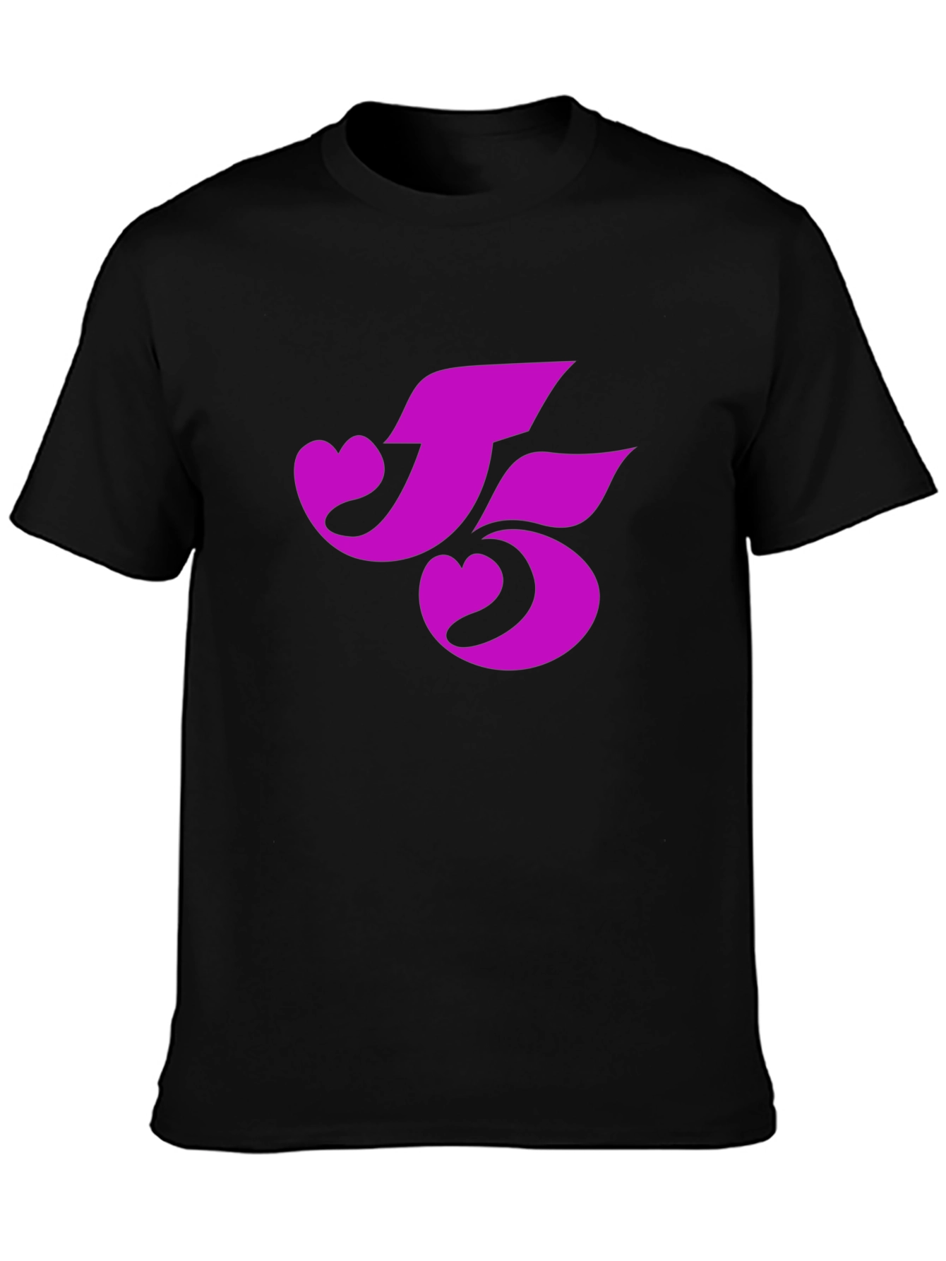 Black T-Shirt with Pink Heart-Shaped Number 5