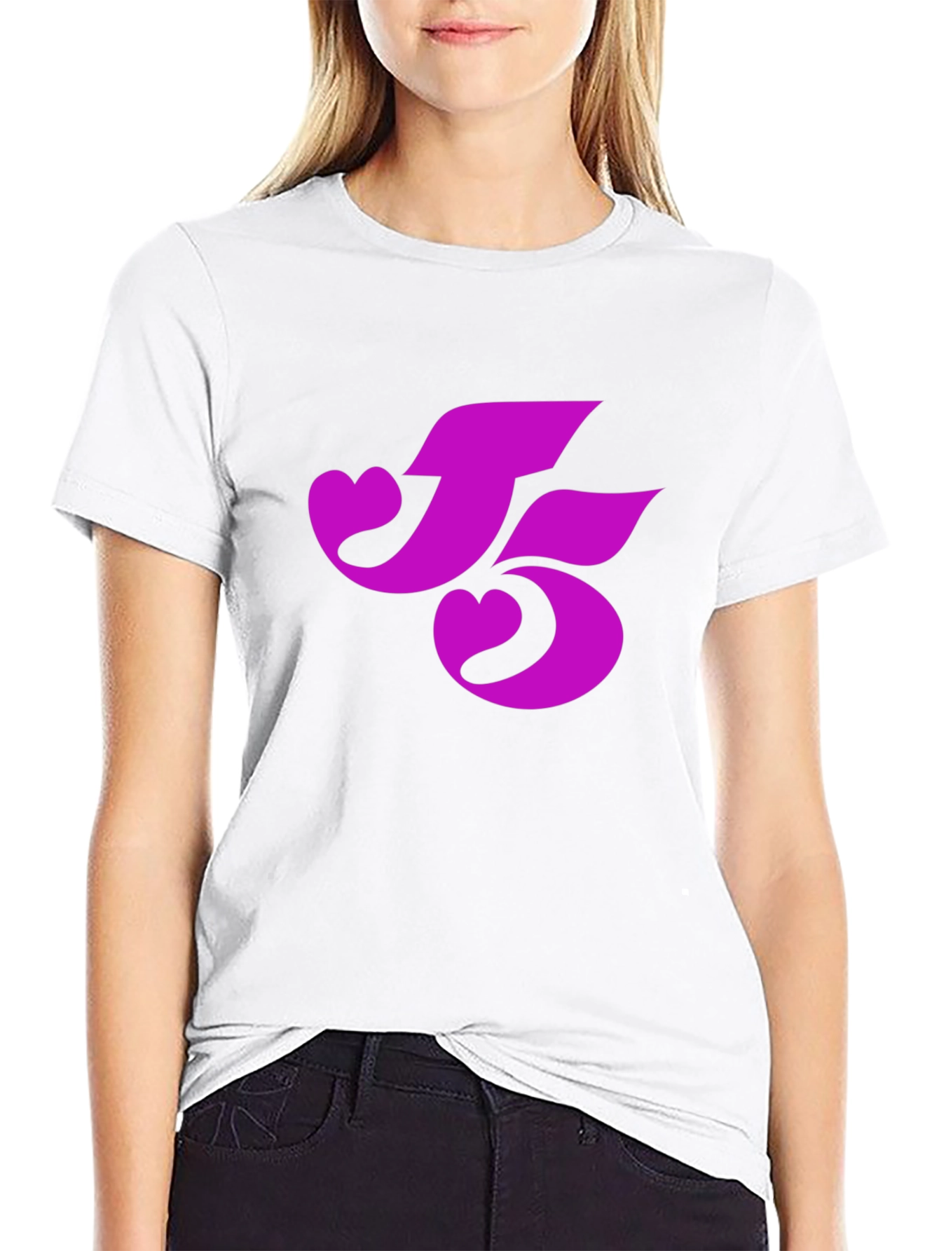 Black T-Shirt with Pink Heart-Shaped Number 5