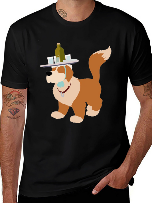 Saint Bernard Dog Bartender Graphic T-Shirt