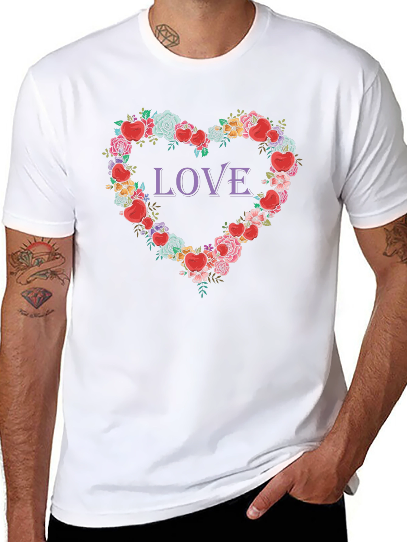 Love Heart Floral Graphic T-Shirt