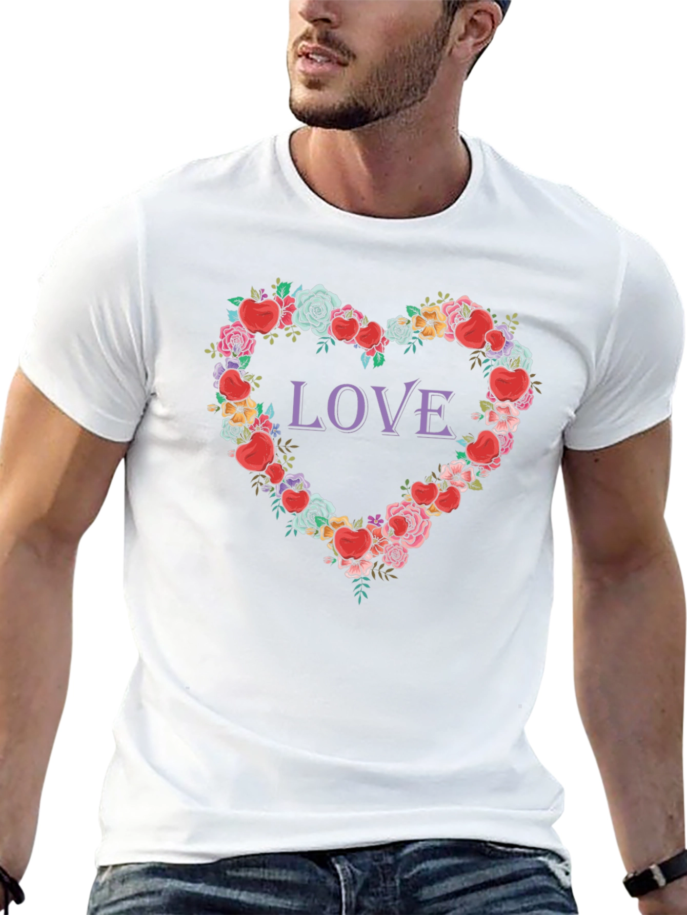 Love Heart Floral Graphic T-Shirt