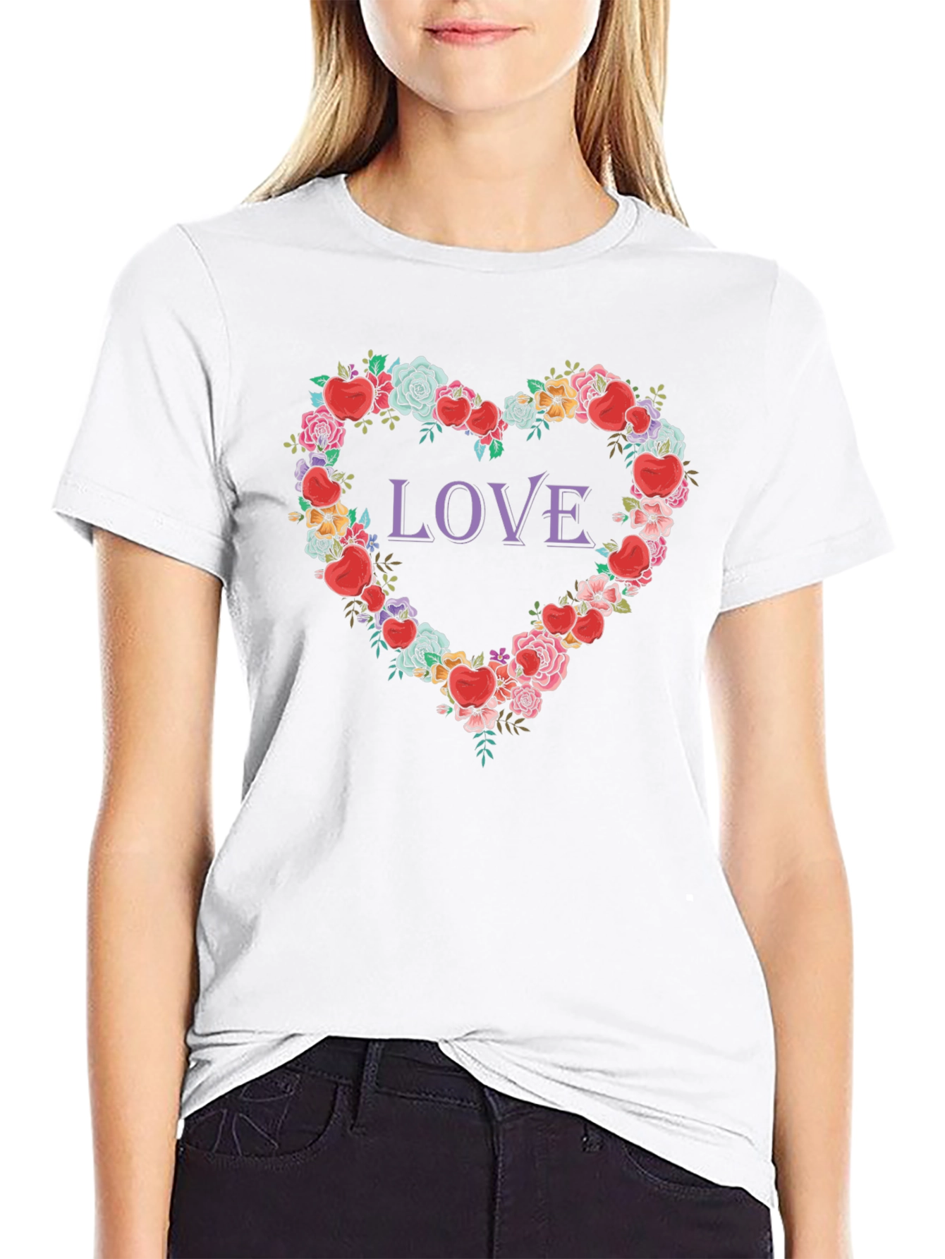 Love Heart Floral Graphic T-Shirt
